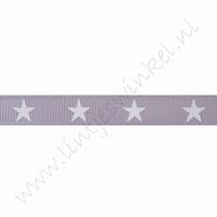 Ripsband Sterne 10mm (Rolle 22 Meter) - Silber Grau Weiß