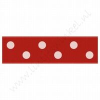 Satijnlint stip 22mm (rol 22 meter) - Rood Wit