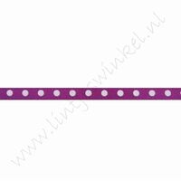 Satijnlint stip 3mm (rol 22 meter) - Violet Wit