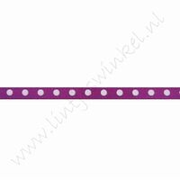 Satijnlint stip 3mm (rol 22 meter) - Violet Wit