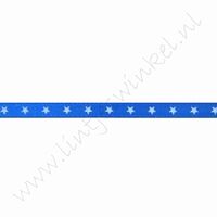 Satijnlint sterren 3mm (rol 22 meter) - Donker Blauw Wit