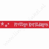 Kerstlint Satijn 16mm (rol 22 meter) - Prettige Kerstdagen Rood