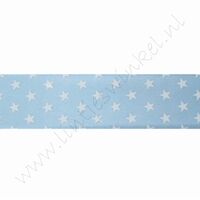 Satijnlint sterren 22mm (rol 22 meter) - Licht Blauw Wit