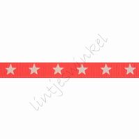 Glow in the dark Band 10mm (Rolle 22 Meter) - Ripsband Stern Neon Orange