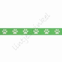 Glow in the dark lint 10mm (rol 22 meter) - Grosgrain Pootafdruk Lime