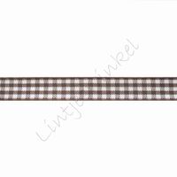 Geruit lint 10mm (rol 22 meter) - Bruin