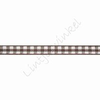 Geruit lint 6mm (rol 22 meter) - Bruin