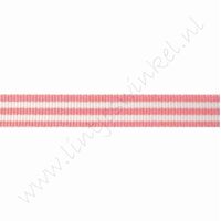 Strepenlint 10mm (rol 18 meter) - Roze Wit