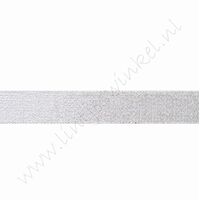 Glitter organza lint 16mm (rol 22 meter) - Zilver