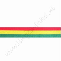 Lint vlag 16mm (rol 22 meter) - Rood Geel Groen Carnaval (dubbelzijdig)